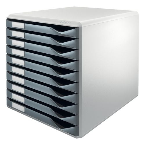 Leitz ladenkastje 5281 89 10 laden29,1x35,2x29,2cm grijs grijs