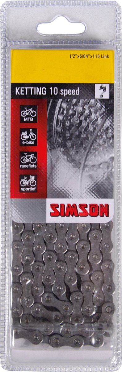 Chargez l'image dans la visionneuse de la galerie, Simson Ketting Derailleur 10 - fietsketting 10-speed, anti-roest coating, 116 schakels, 1 2 X5 64
