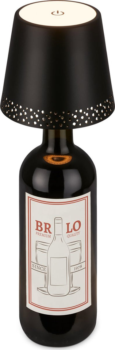 Briloner flaska - led tafellamp oplaadbaar - fles top - dimbaar met touch - voor binnen en buiten - draadloos - zwart - ø11x9 cm