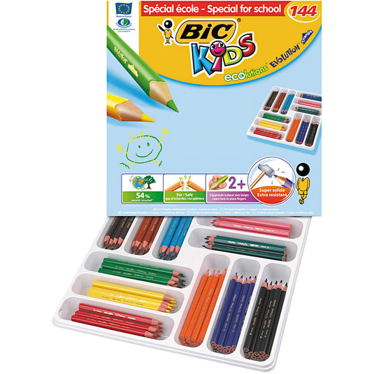 Bic eco evolution kleurpotloden, vulling 5 mm, diverse kleuren, 12 stuk 1 doos