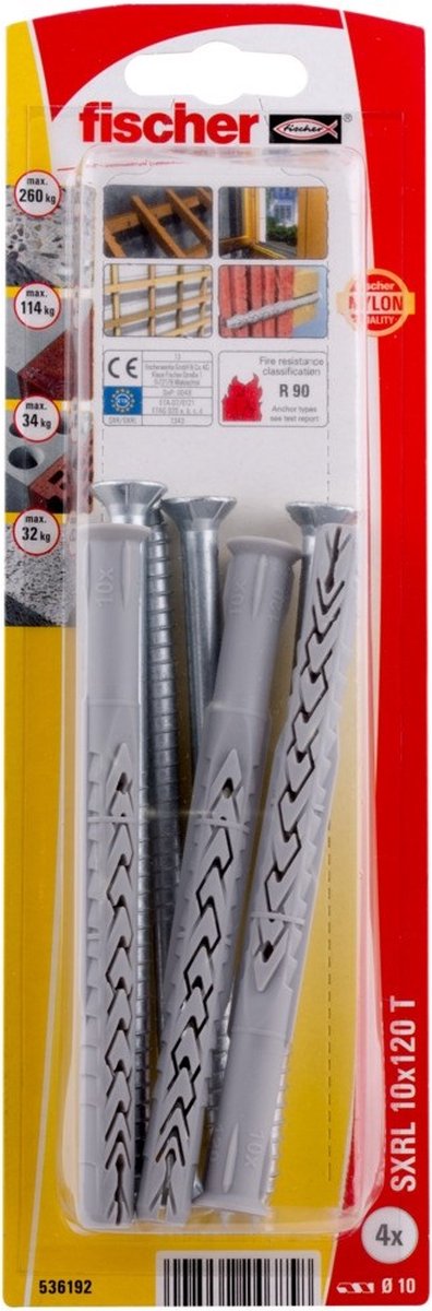 Fischer sxrl 10 x 120 t k nv constructie plug 120 mm 536192 1 set(s)