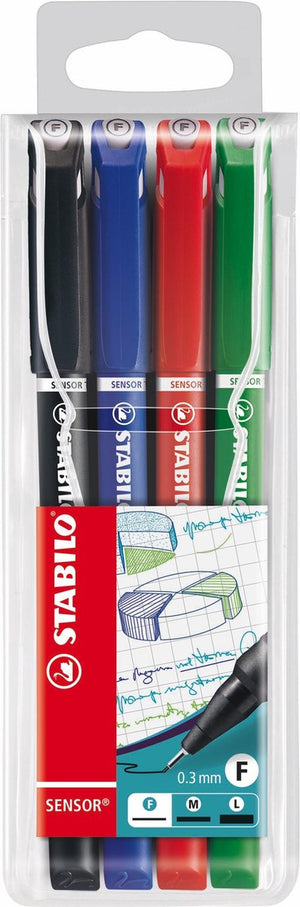 Stabilo sensor - fineliner 0.3 mm - etui met 4 kleuren