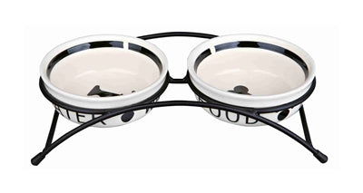 Load image into Gallery viewer, Trixie Voerbak drinkbak set eat on your feet wit zwart
