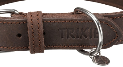 Load image into Gallery viewer, Trixie halsband hond rustic vetleer donkerbruin
