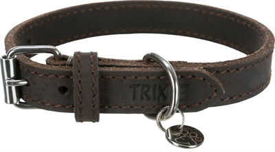 Load image into Gallery viewer, Trixie halsband hond rustic vetleer donkerbruin

