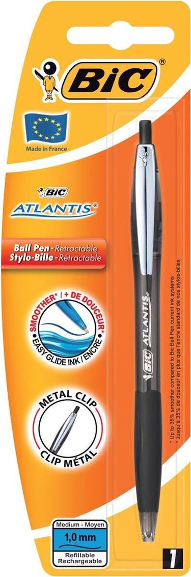 Bic balpen atlantis click zwart medium blister