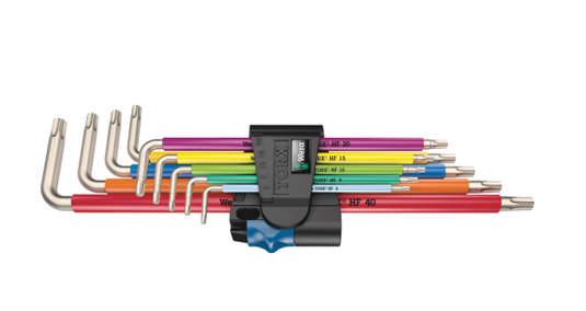 Wera 3967 9 tx sxl multicolour hf stainless 1 stiftsleutelset met vasthoudfunctie, rvs - 9-delig - 05022689001