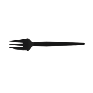 Snackvork herbruikbaar met snijrand 130mm zwart (1000 stuks)