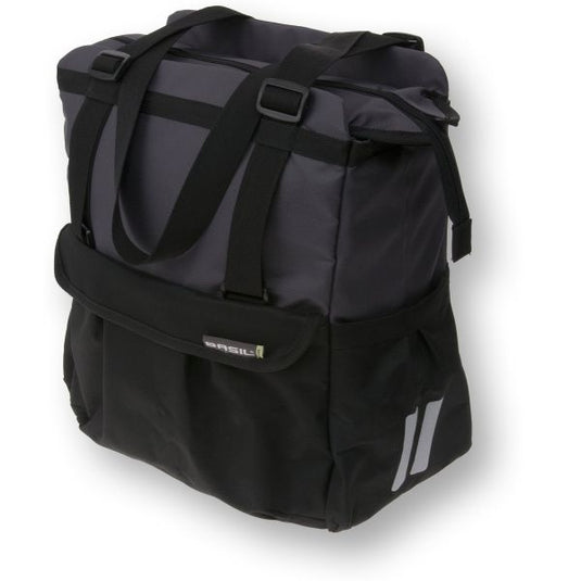 Basil Shopper XL - sportieve en trendy fietstas voor boodschappen en strand, zwart antraciet, 20L