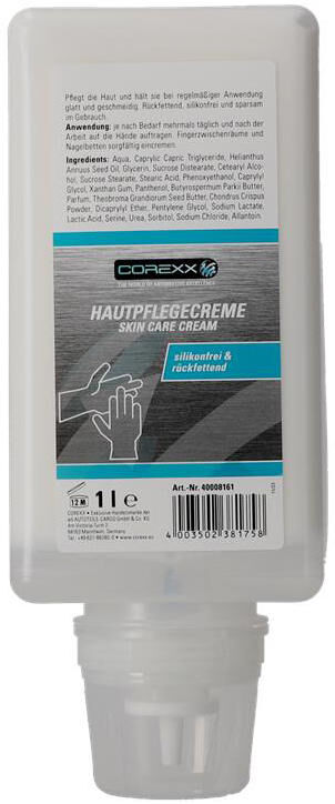 Corexx huidbeschermingsmiddel hautpflegecreme skin care cream ct 65 1 l water bottles