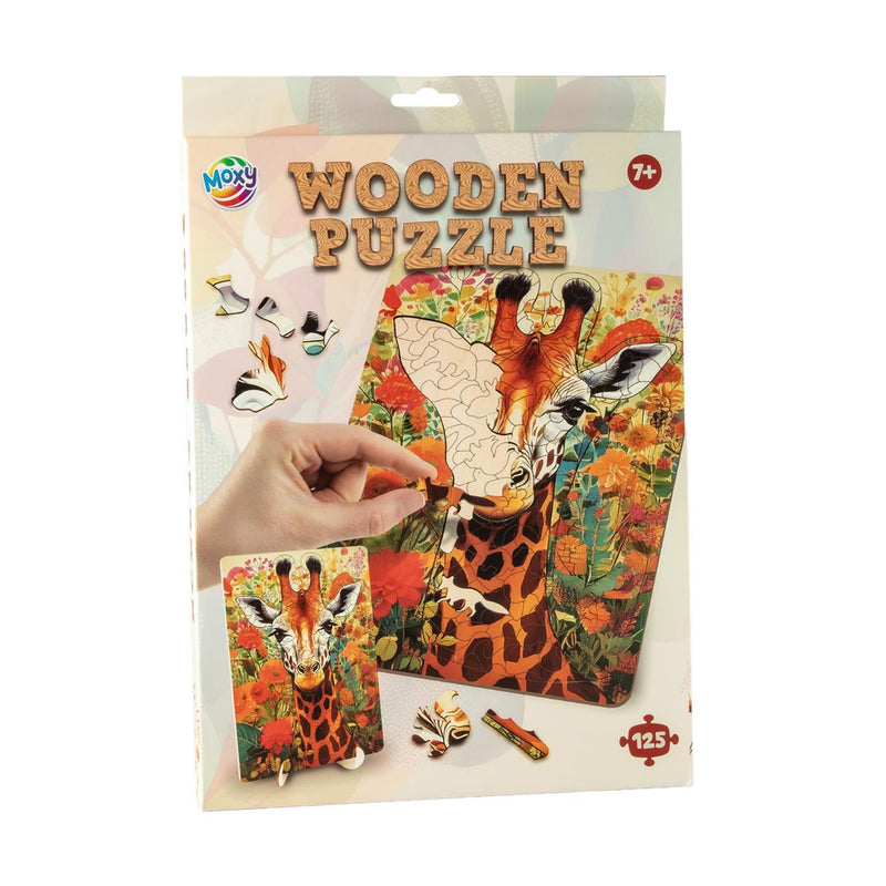 Load image into Gallery viewer, Moxy houten puzzel giraffe unieke vormen
