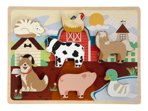 Moxy houten puzzel 3d 29x21cm boederij wilde dieren 2 assorti