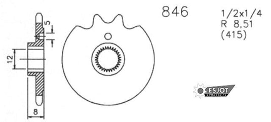 Esjot voortandwiel 0846 sprocket 415 14z standard