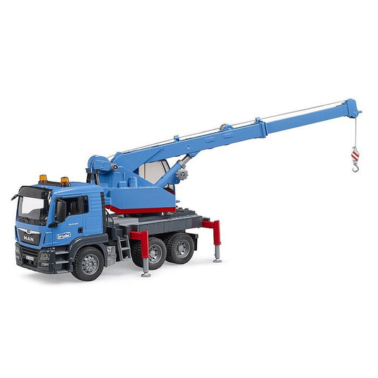 Bruder vrachtwagen man met kraan blauw