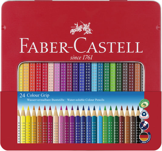 Faber-castell faber castell fc-112423 kleurpotlood grip metalen etui a 24 stuks
