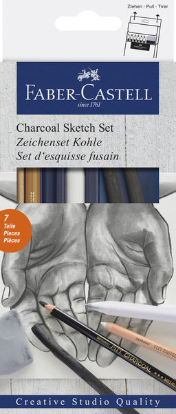 Faber-castell houtskool set - 7-delig - houtskool - tekenset - tekenhoutskool - fc-114002