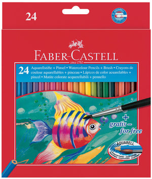 Faber-castell aquarelpotlood - etui 24 stuks + penseel - fc-114425
