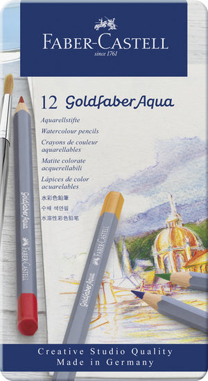 Faber-castell kleurpotlood aquarel - goldfaber - blik 12 stuks - fc-114612