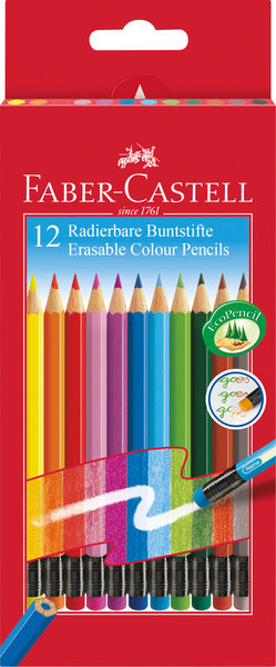 Faber-castell kleurpotloden kleurenassortiment uitwisbaar 12 stuks