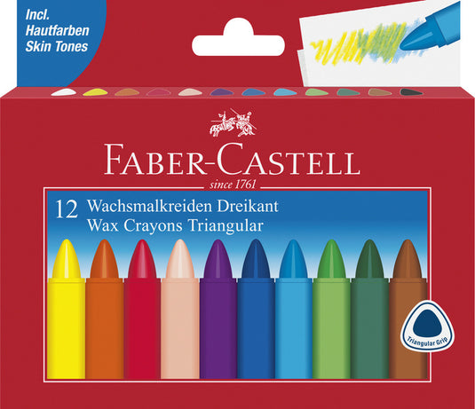 Faber castell fc-120010 waskrijt driehoek 12 stuks
