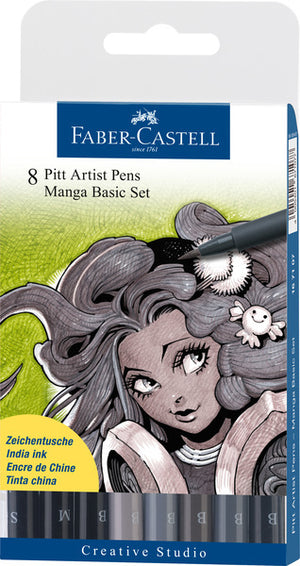 Faber castell fc-167107 tekenstift faber-castell pitt artist pen manga 8-delig etui basic