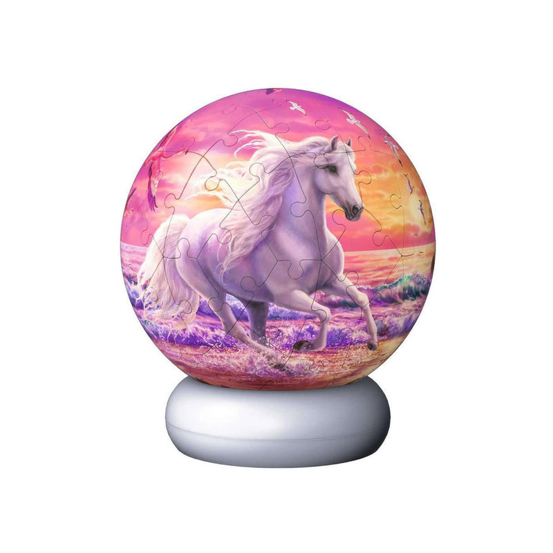 Load image into Gallery viewer, Ravensburger 3d puzzel nachtlamp paarden op het strand - 73st.
