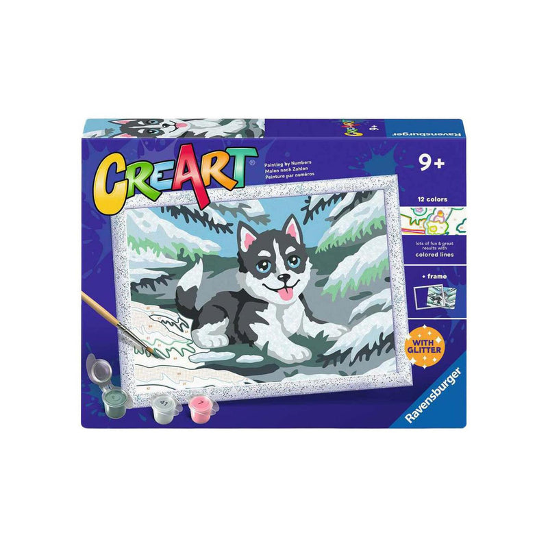 Laden Sie das Bild in Galerie -Viewer, Ravensburger creart cheeky husky met glitter
