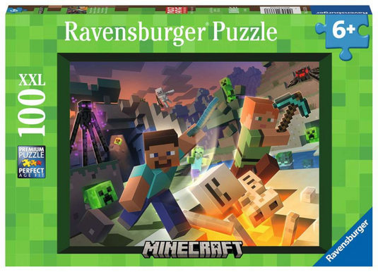 Ravensburger puzzel monster minecraft - legpuzzel - 100 xxl stukjes