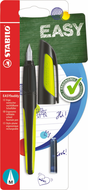 Stabilo easybuddy vulpen m zwart lime blister