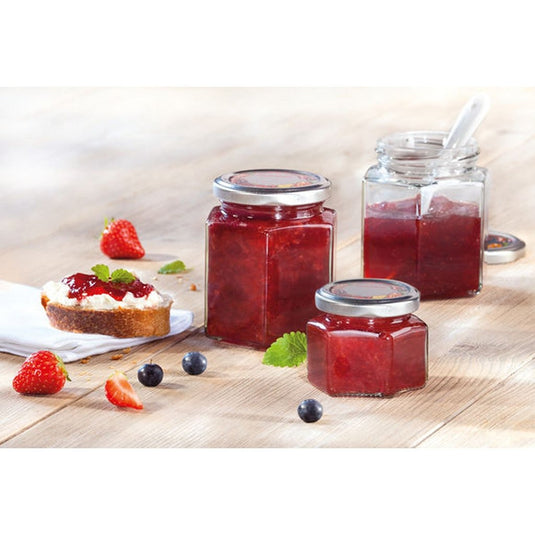 Leifheit 3209 jampot zeshoekig 106 ml glas zilver