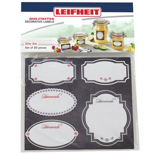 Leifheit 3218 zelfklevende deco-etiketten 20 stuks zwart wit