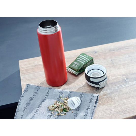 Leifheit thermosbeker flip - 600 ml - rvs - rood