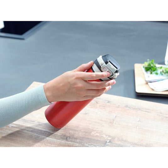 Leifheit thermosbeker flip - 600 ml - rvs - rood