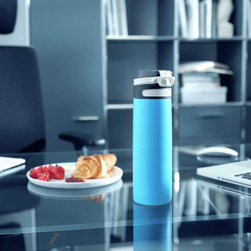 Load image into Gallery viewer, Leifheit thermosfles flip 600 ml waterblauw

