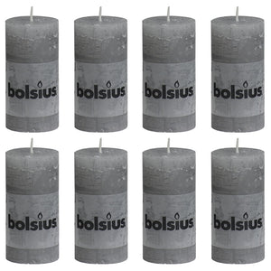 Bolsius Bolsius Rustiekkaarsen 8 st 100x50 mm lichtgrijs