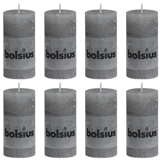 Bolsius Bolsius Rustiekkaarsen 8 st 100x50 mm lichtgrijs