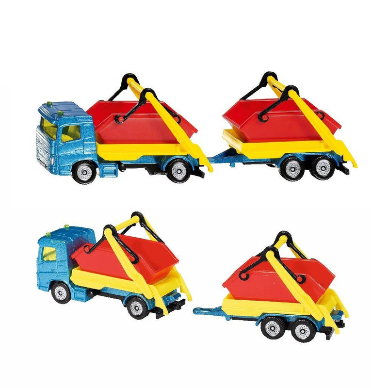 Load image into Gallery viewer, Siku 1695 vrachtwagen + puincontainer en aanhanger
