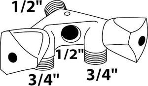 Kirchhoff apparaat-aansluitende wandventieldoppelt, 1 2 et x 3 4 et x 1 2 it, met terugslagklep - 986321113