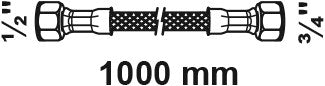 Kirchhoff flexibele slang 1000 mm, 3 4 it x 1 2 it - 98628625