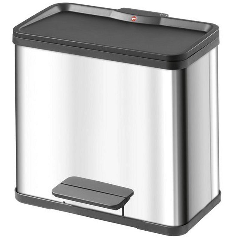 Load image into Gallery viewer, Hailo prullenbak 17 + 9 l zilver, zwart
