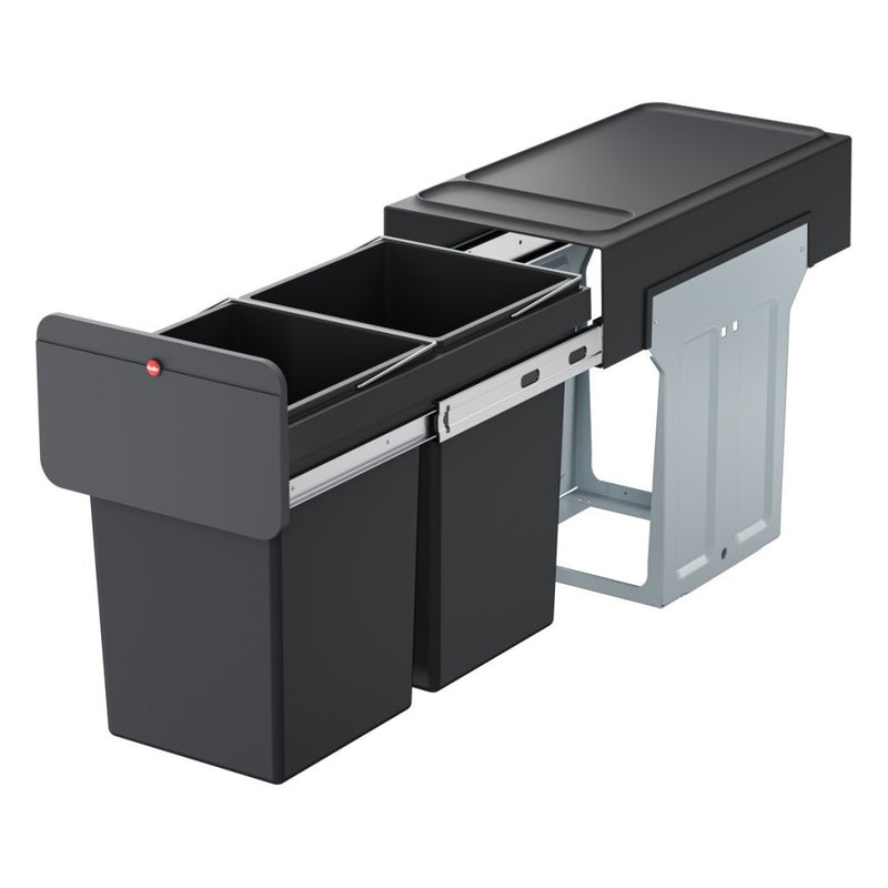 Load image into Gallery viewer, Hailo Hailo 0310-100 EcoLine Design L Inbouwafvalemmer 2x14L Zwart
