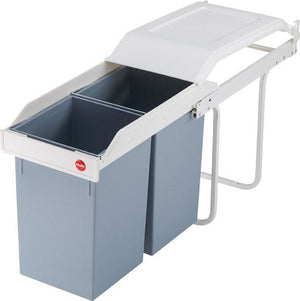 Hailo 3659-001 multi-box duo l inbouw afvalbak 2x14l wit zilver
