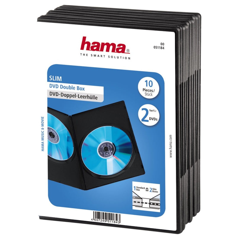 Load image into Gallery viewer, Hama dvd slim box dubbel zwart 10 stuks
