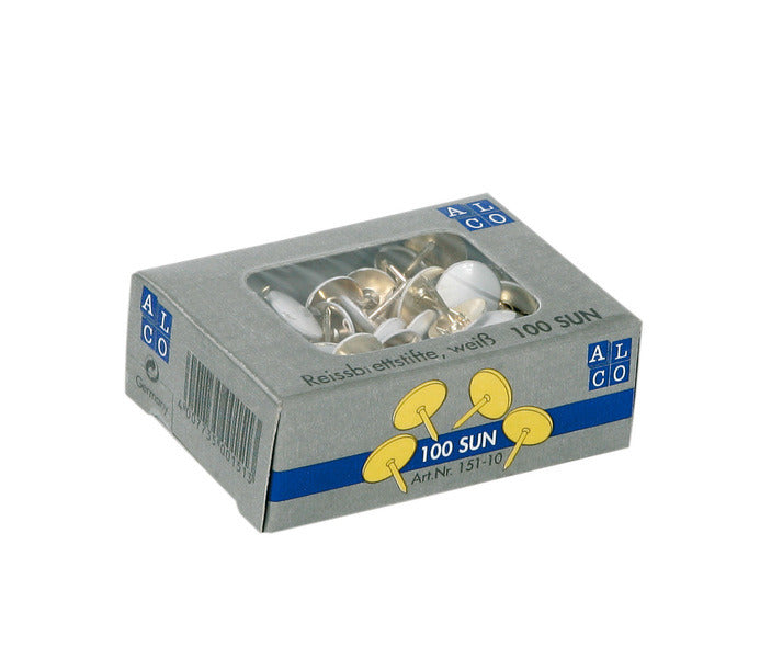 Load image into Gallery viewer, Alco al-151-10 punaises sun 9,5mm messing doos a 100 stuks wit
