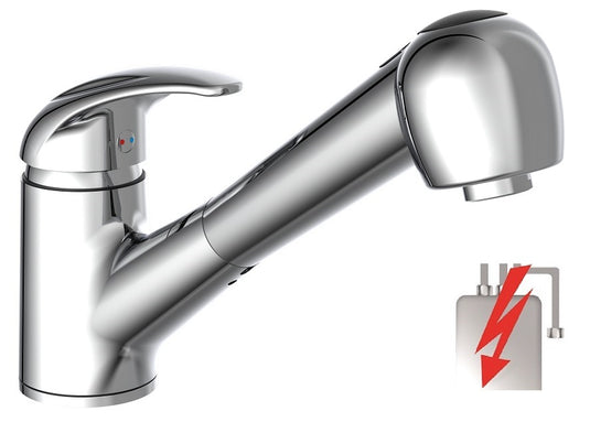 Ngk schutte albatros ééngreepsmeraan keuken met uittrekbare sproeier | lage druk | chroom 33379