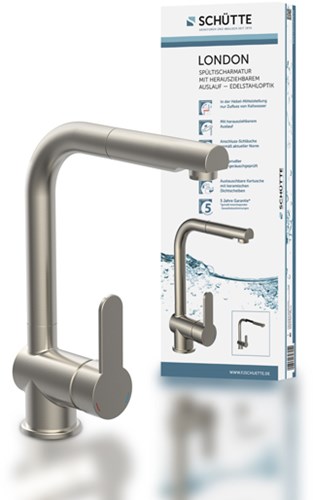 Load image into Gallery viewer, Schütte schutte london ééngreepsmengkraan keuken met uittrekbare uitloop | roestvrij staal-look - 79705 - 79705
