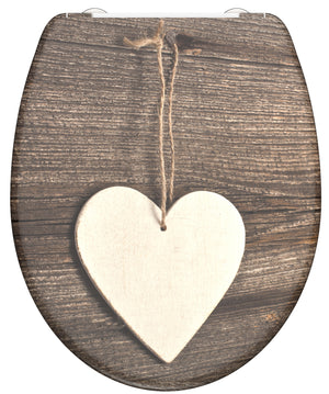 Schutte duroplast wc-bril wood heart met soft-close en quick-release 82377