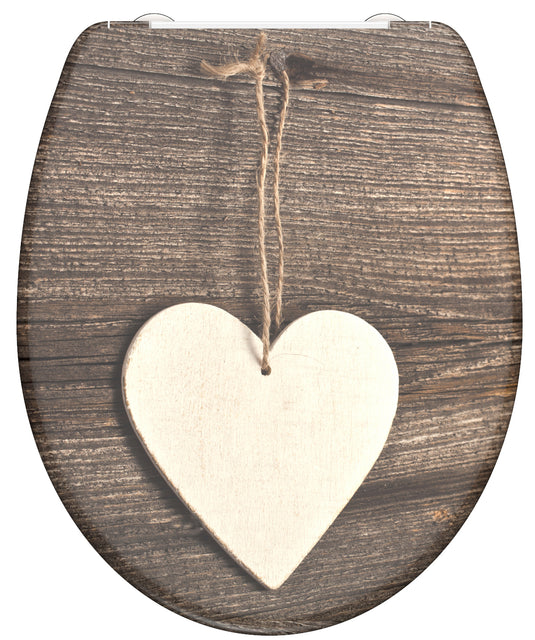 Schutte duroplast wc-bril wood heart met soft-close en quick-release 82377