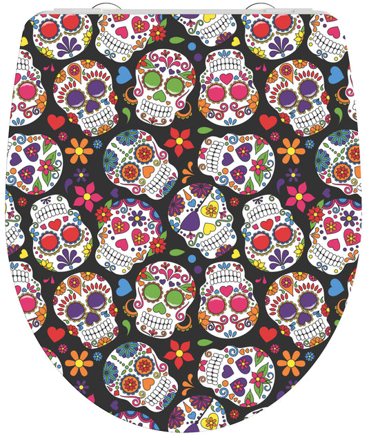 Schutte duroplast high gloss wc-bril crazy skull met soft-close en quick-release 82586