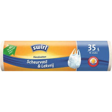 Melitta swirl pedaalemmerzak met handvatten 35 liter rol a 15 stuks voor 80% uit gerecycled plastic